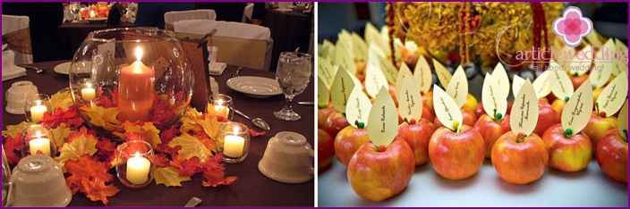 Decoração do salão de festas para o casamento em novembro