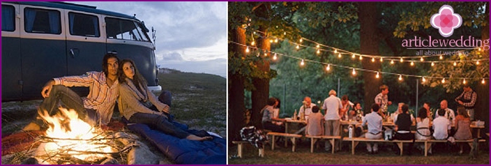 Organização de um casamento de verão na natureza