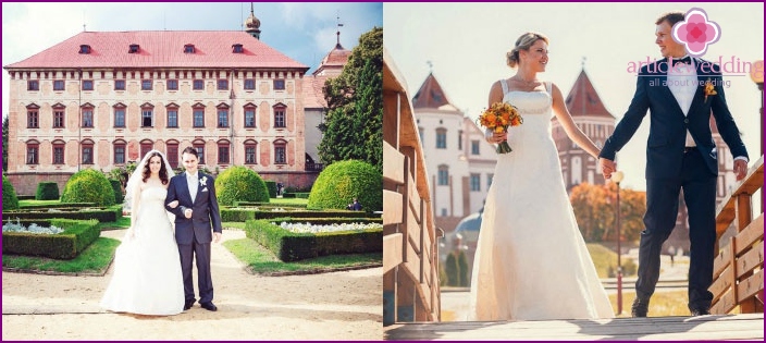 Stylish wedding photos at the palace