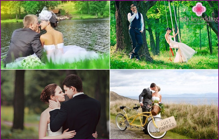 Photo de mariage dans la nature de mai