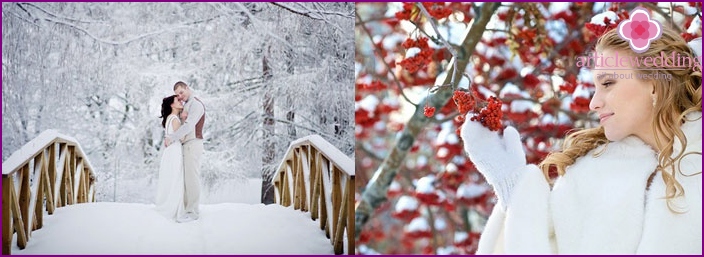 Schöne Orte für die Winterfotografie des Brautpaares