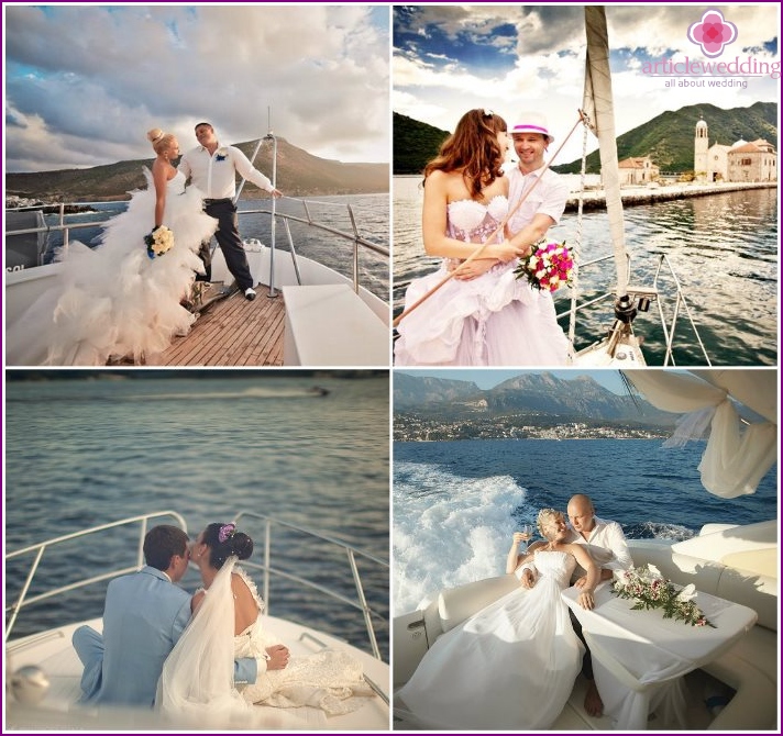 Wedding on a yacht at sea, Montenegro