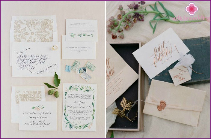 Calligraphic elements of wedding printing.