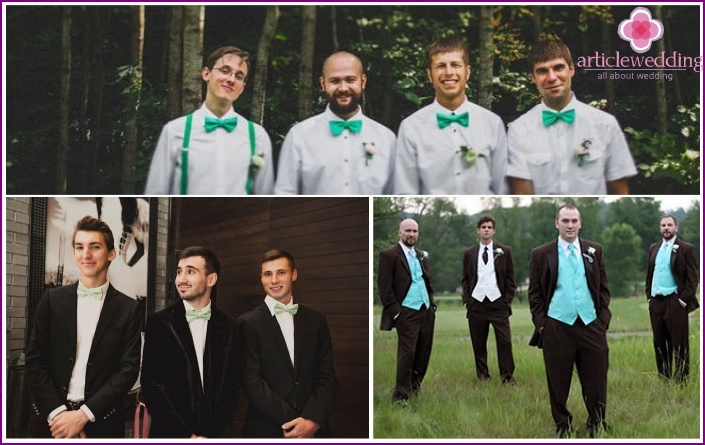 Examples of mint dresses for friends of the groom