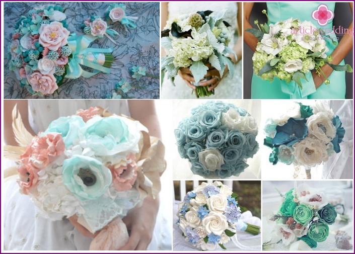 Options of a mint bouquet of the bride