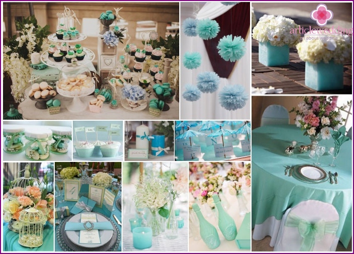 Banquet room decoration in mint colors