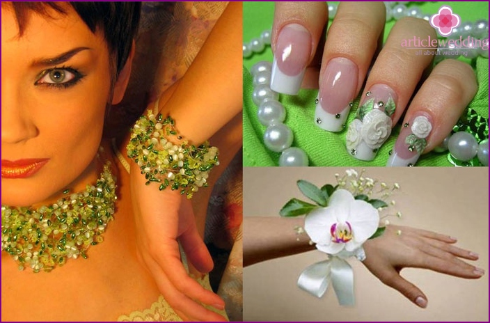 Accessoires de mariage vert clair