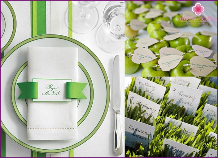 Cards for light green wedding guests