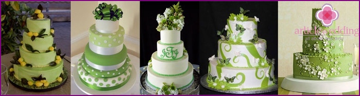 Világos zöld esküvői torta