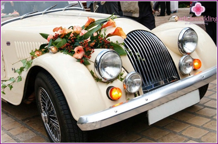 Carro para um casamento marrom