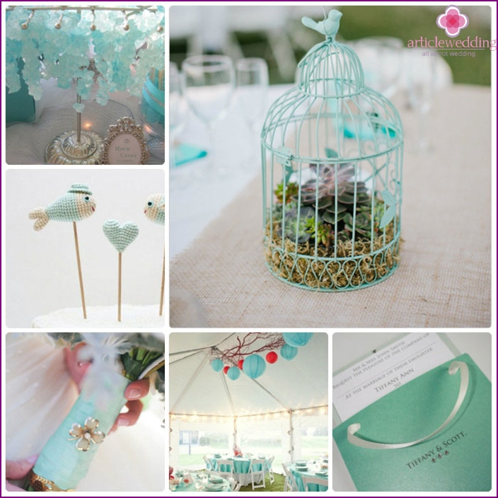 Decorations for the wedding in heavenly color