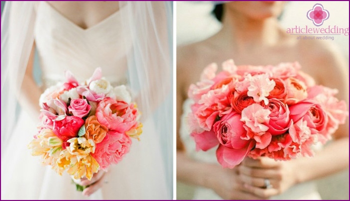 Bouquet de mariée en corail