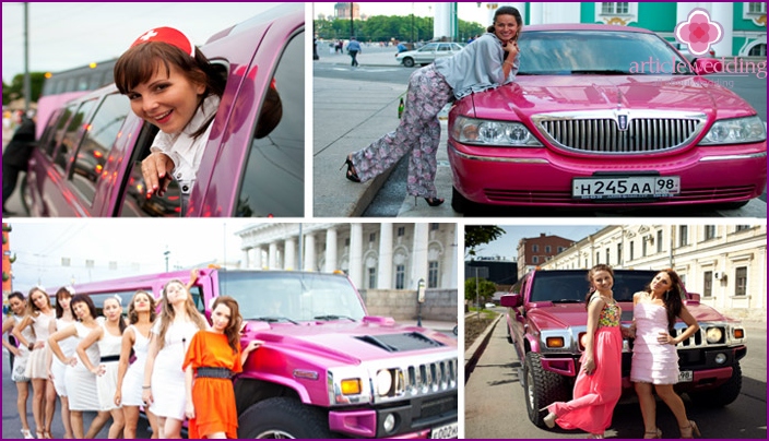 Original pink wedding limousines