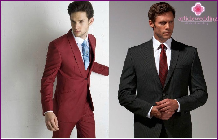 Suits for the groom for a burgundy wedding