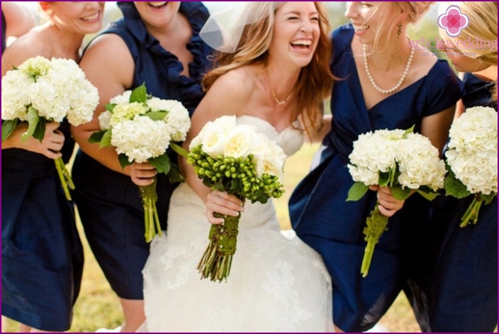 Bridesmaids dresses for a blue and white wedding