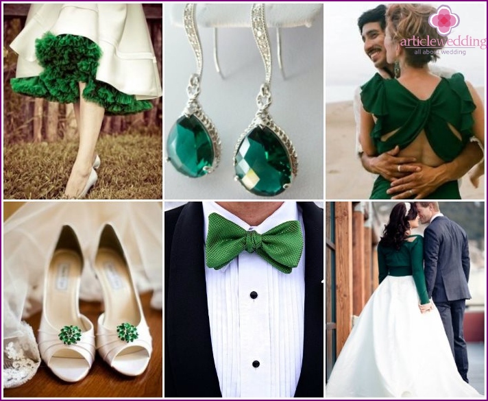 Roupas jovens para um casamento esmeralda