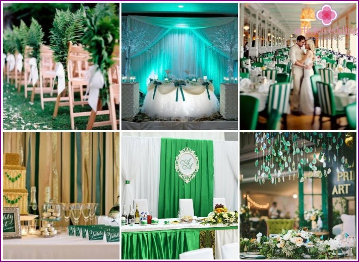 Banquet decoration at an emerald wedding celebration