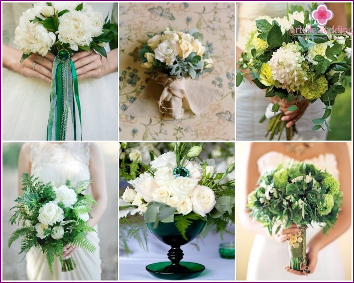 Bridal bouquet for emerald color wedding