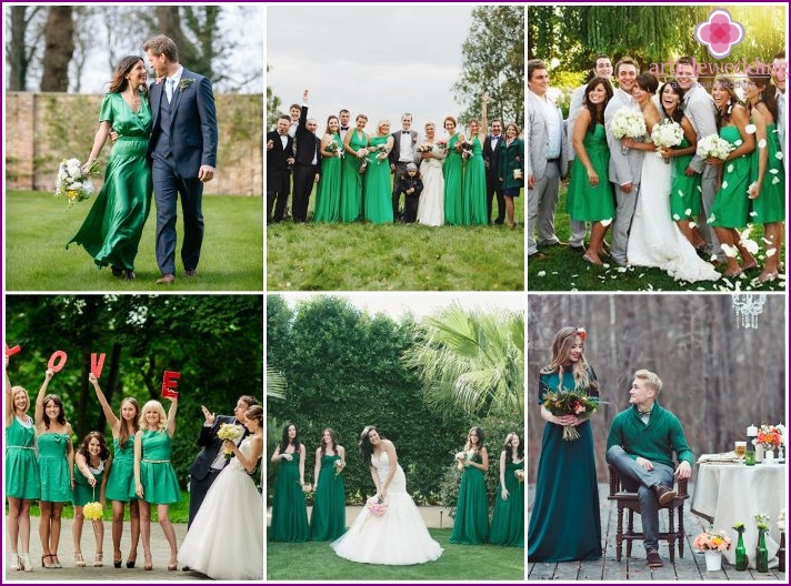 Séance photo de mariage en couleur émeraude