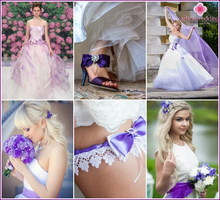 Couleur lilas pour l'image de la mariée