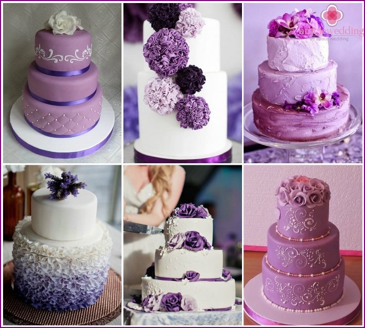 Gâteau de mariage lilas