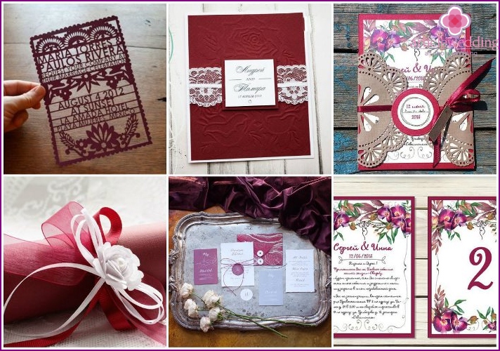 Couleurs d'invitation de mariage Marsala