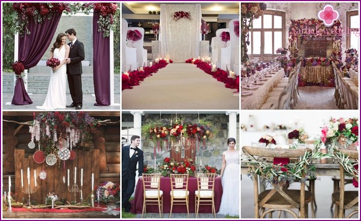 Marsala dans le décor de la salle de mariage