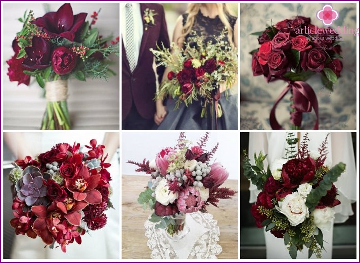 Bouquet de mariée de style Marsala