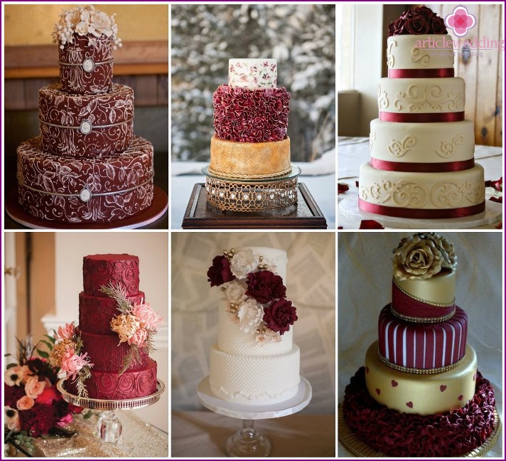 Gâteau de mariage de style Marsala