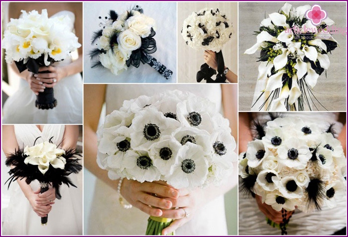 Bouquet da sposa bianco e nero
