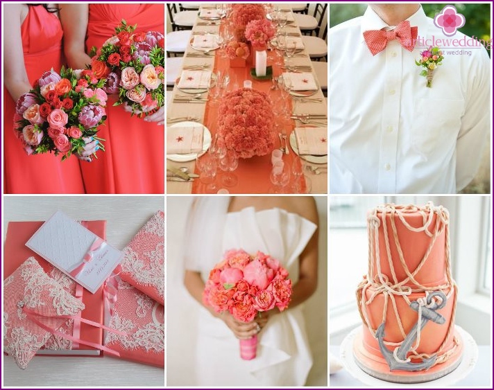 Coral wedding for sunny days