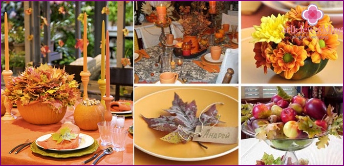 Décoration de table de mariage d'automne de style moderne