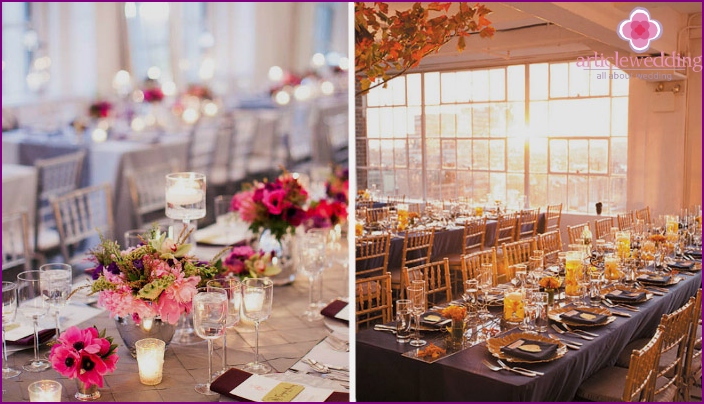 Decorazioni floreali per un matrimonio in stile loft