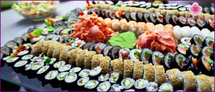 Sushi do japońskiego menu weselnego