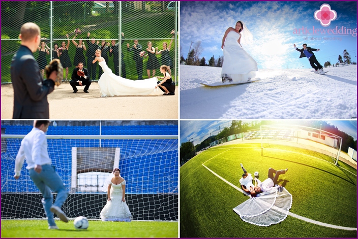 Servizio fotografico di matrimonio in stile sportivo