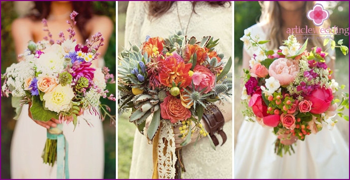 Bouquet de mariage sur le thème hippie