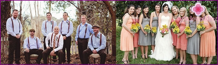 Guests at a wedding in vintage style.