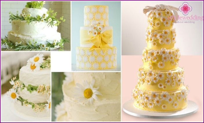 Hermosas opciones de pastel de bodas de manzanilla