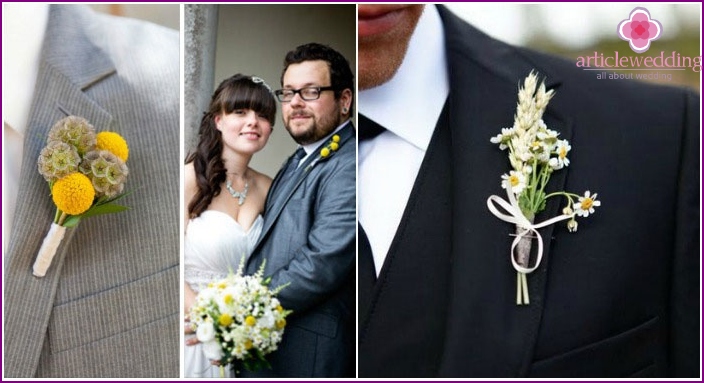 Traje festivo del novio con detalles de margaritas