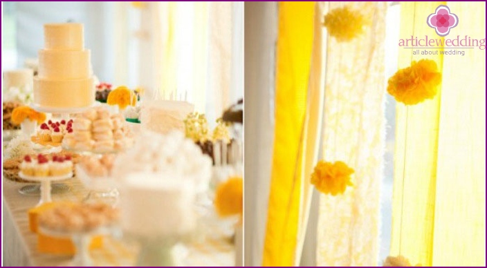 Sunny camomile banquet room decor