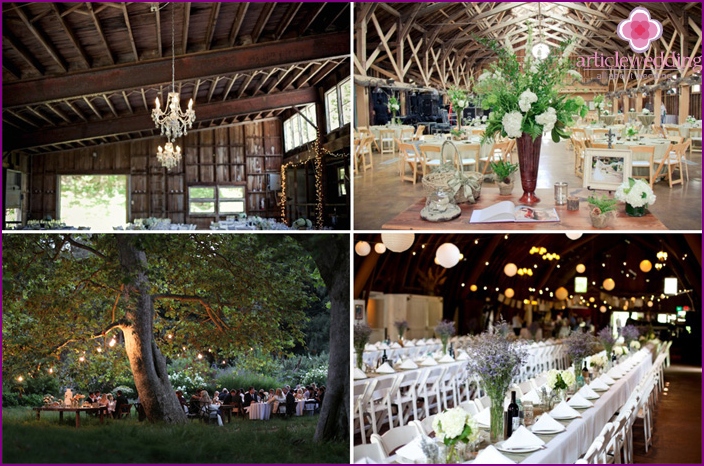 Design options for a banquet hall for a rustic wedding