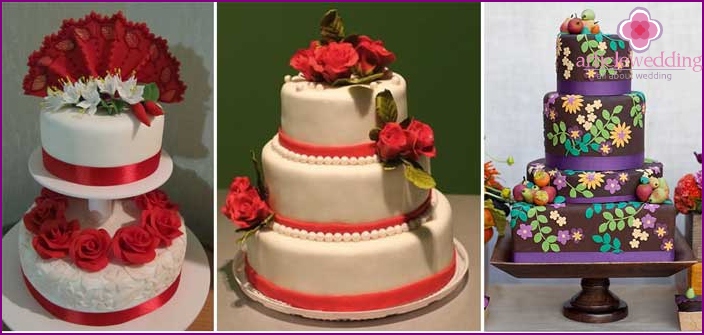 A selection of Spanish-style wedding cakes