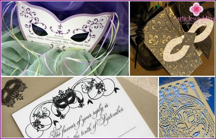 Invitation cards in the form of carnival masks.