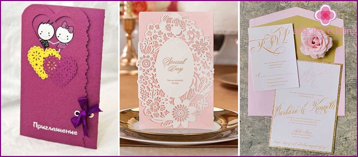 Invitations pour les invités décorées en rose