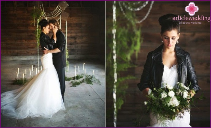 Imagen de la boda de los recién casados ​​al estilo del rock and roll