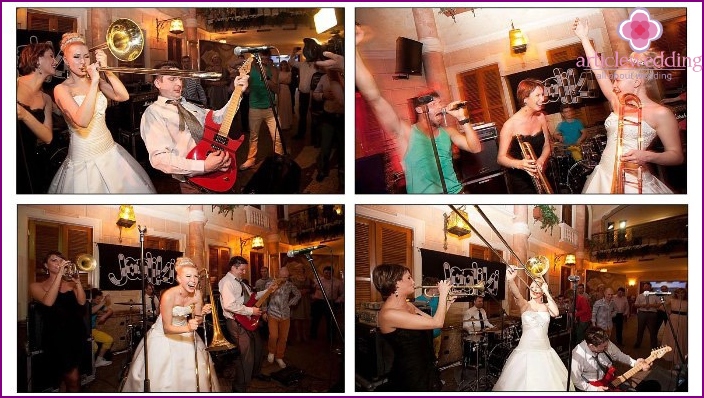 Musical atmosphere of rock and roll at a wedding