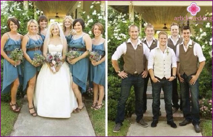 Denim Hochzeit in der Natur