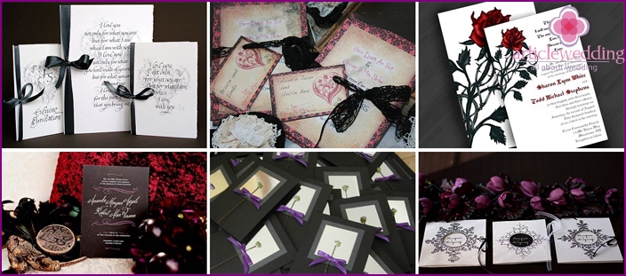 Wedding invitations in red and black