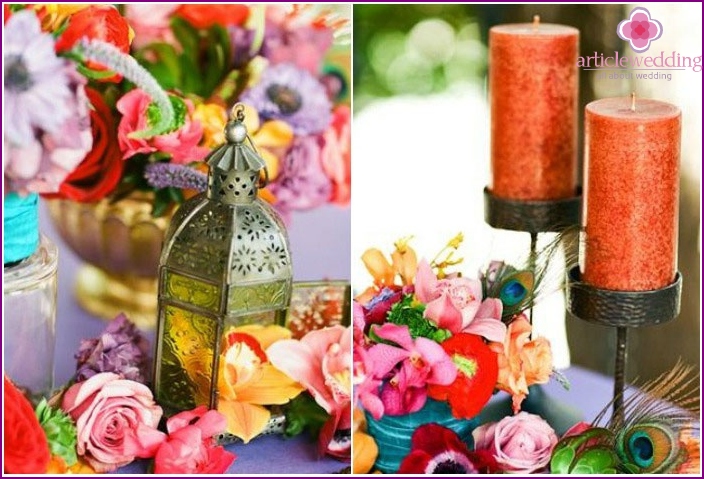 A virágok fontos részét képezik a marokkói esküvői dekorációnak