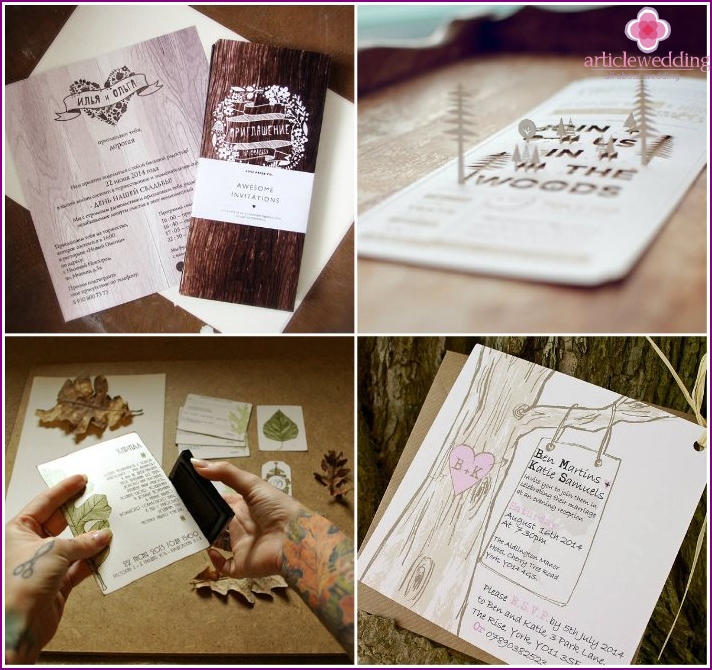 Cartes d'invitation de mariage de forêt